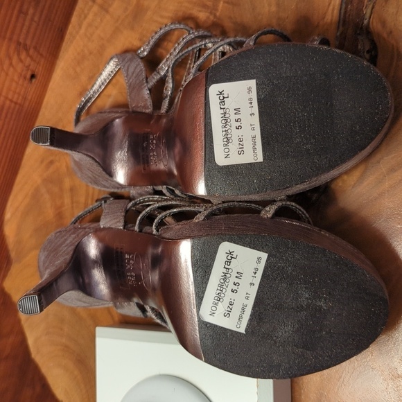 NWT Adrianna Papell | Metallic Silver Rhinestone Strappy High Heels Size 5.5 - Picture 7 of 9